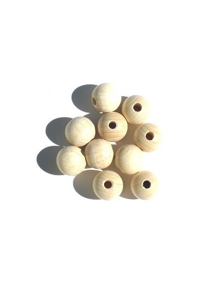10 perle di legno naturale 15 mm