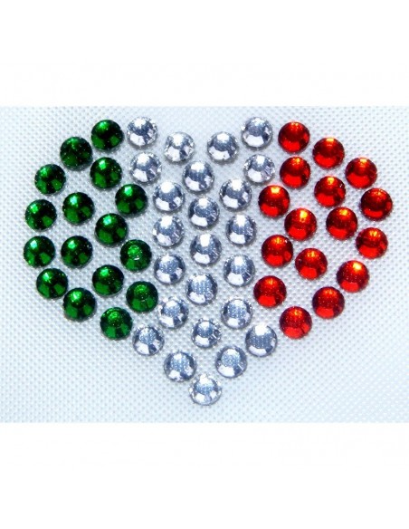 cuore strass tricolore