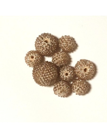 beaded bead 25 mm colore beige/lineato oro