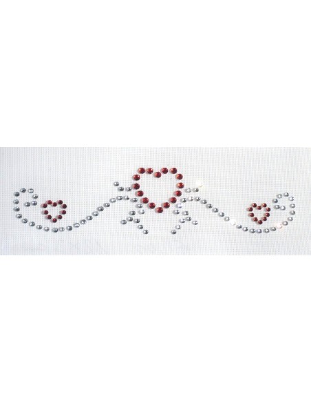 bordura strass con cuori rossi