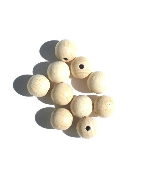 10 perle di legno naturale 18 mm