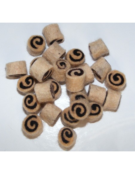 perlina di feltro naturale col spirale beige/marrone