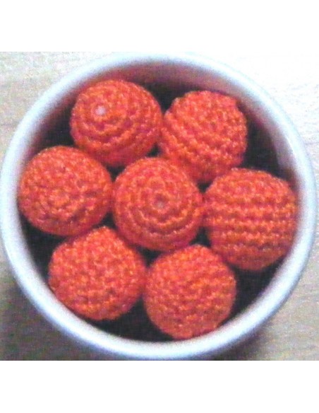 7 palline/perle di cotone all'uncinetto  col arancio