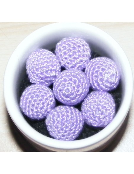 7 palline/perle di cotone all'uncinetto  col lilla