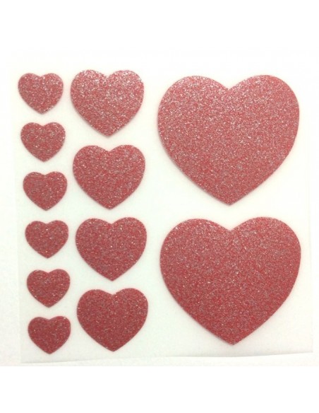 set di cuori termoadesivi glitter
