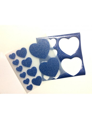 set di cuori termoadesivi glitter