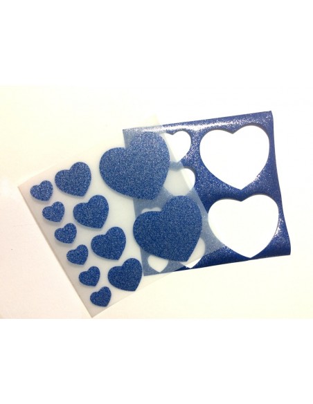 set di cuori termoadesivi glitter