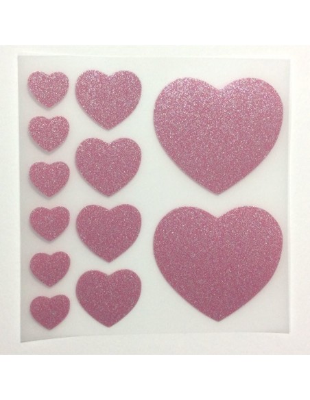 set di cuori termoadesivi glitter