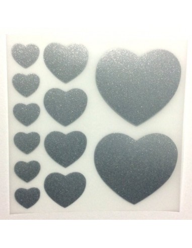 set di cuori termoadesivi glitter