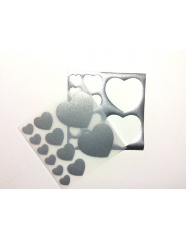 set di cuori termoadesivi glitter