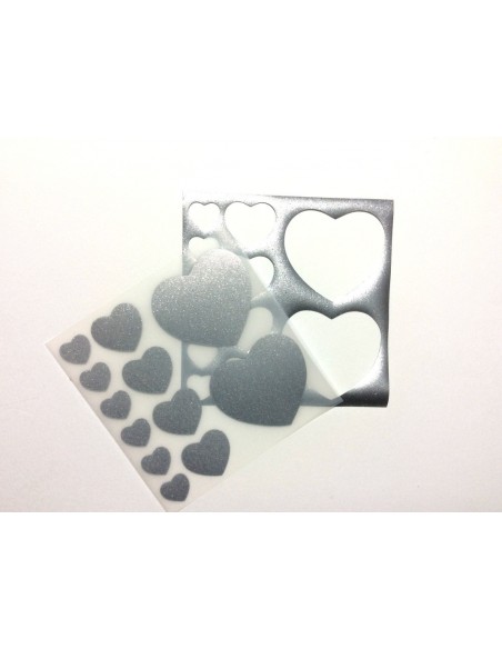 set di cuori termoadesivi glitter