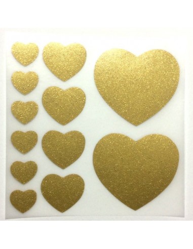 set di cuori termoadesivi glitter