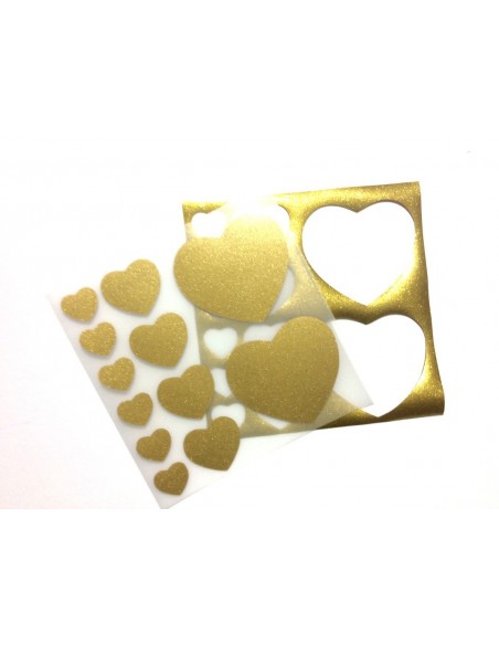 set di cuori termoadesivi glitter