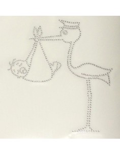 Cicogna di strass termoadesivi