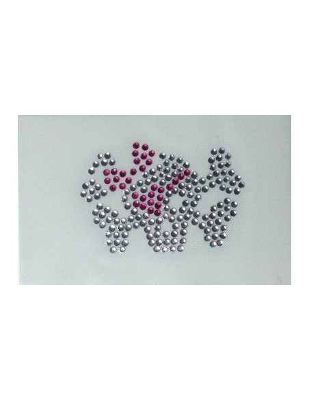 teschietto con fiocco, termoadesivo strass