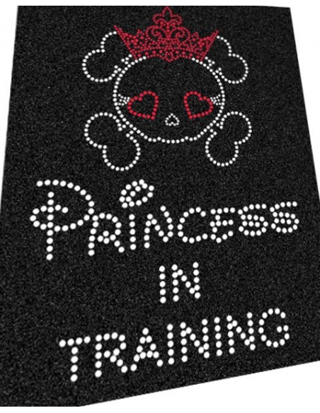 rhinestone writing princess in training with skull