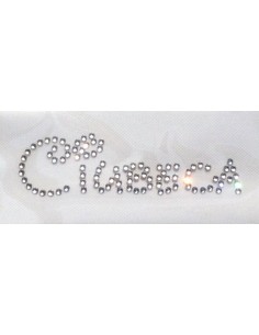 Ciubeca scritta termoadesiva strass