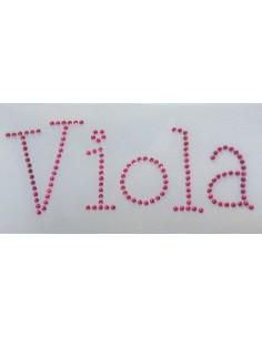 nome viola strass termoadesivi fucsia