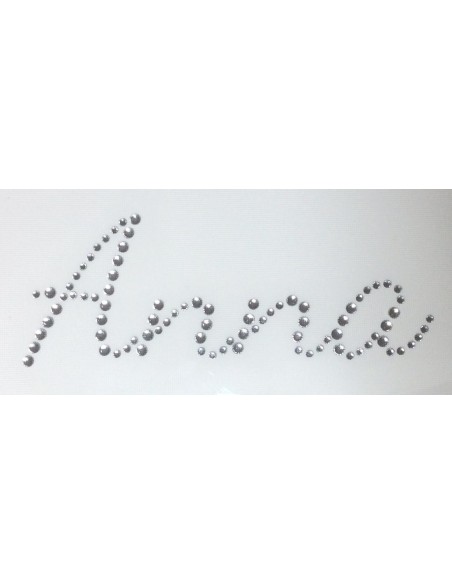 Anna rhinestone iron on name